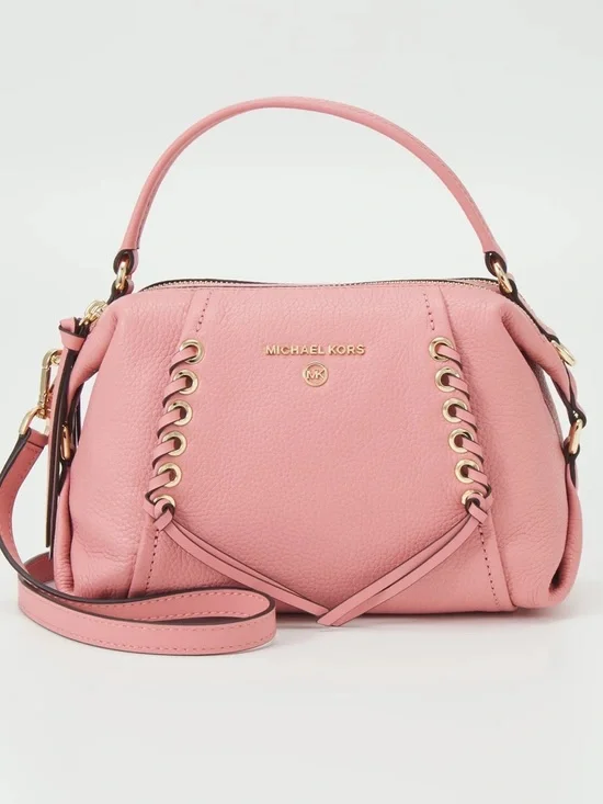 Michael Kors Sia Small Double-Zip Crossbody Blush Pink Leather Bag - Picture 1 of 16